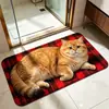Tapete de Chão de Lama Diatomácea Gato Desenho Animado Banheiro Absorção de Água Secagem Rápida Antiderrapante Entrada Resistente à Sujeira Resistente ao Desgaste Fácil de Limpar Tapete