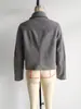 Nueva chaqueta de comercio exterior transfronterizo estilo europeo y americano con cuello de solapa, tela suave bicolor, decoración de hebilla metálica, bolsillos de parche grandes, ajuste holgado casual vintage