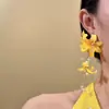 Pendientes de Borla Amarillos de Flor de Hada Súper para Mujer 2026 Nuevo Estilo de Atmósfera de Primavera y Verano Estilo Vacacional Pendientes de Foto y Accesorios para Orejas