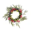 Corona de Navidad Rama de Pino Fruta Roja Hoja de Eucalipto Corona de Ratán Decoración del Hogar Adornos Navideños Americanos Transfronterizos