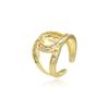 Anillo de apertura geométrica chapado en cobre de 18 quilates, popular, de estilo europeo y americano, ajustable, para dietas, disponible al por mayor.