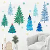 Árbol de Navidad Acuarela Nórdica Pegatina de Pared Pino Colorido Copo de Nieve Pintura Autoadhesiva Pegatina Decoración de Pared Atmósfera Navideña