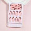 24 piezas de manicura francesa con borde de leopardo y rosa, con armadura de almendra, para mujer
