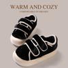 Fábrica de Zapatos Qidan Zapatillas de Algodón con Velcro para Mujer Invierno Nuevas para el Hogar Antideslizantes con Forro de Felpa Cálidas para Usar Afuera Tacón de Bolsa Zapatos de Algodón