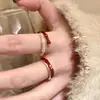 Anel aberto Angla Red Drop Glaze feminino leve luxo nicho anel de dedo de alta qualidade anel retrô branco empilhado
