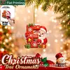 Nuevo Colgante de Letra de Acrílico Plano 2D Papá Noel Campana de Regalo Adorno de Decoración para Árbol de Navidad