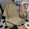 Camiseta de Manga Corta Impresa Retro de Calle de Alto Estilo Japonés Vintage para Mujer, Top Casual Holgado de Cuello Redondo de Moda, Verano 2025