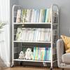 Estantería de Piso Estante de Almacenamiento Móvil con Ruedas Multicapa Carrito de Almacenamiento de Bocadillos para Niños en Casa Librero Simple de Hierro
