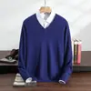 Nova coleção outono e inverno: suéter masculino de cashmere, cor sólida, gola alta discreta, macio e confortável, versátil, feito de cashmere de cabra