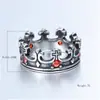 Anillo de titanio vintage estilo romano retro europeo y americano con corona de rubí, joyería gótica para hombres y mujeres, venta al por mayor, entrega de una sola pieza
