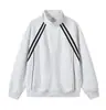 Sudadera cárdigan de punto con patchwork de rayas negras, ropa deportiva de otoño holgada para hombre, chaqueta casual para adolescentes
