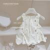 Tong xingyuan, nuevo vestido de verano para niñas, ropa de niña dulce, falda con capullos de flores bordadas para niñas, estilo occidental, chaleco para niñas
