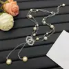 Modelo Nuevo 2025 Chanel con Logo, Collar de Doble Capa Doble C Incrustado con Diamantes y Perlas para Mujer, Collar de Lujo de Gama Alta al por Mayor