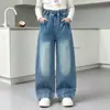 Pantalones para Niñas 2026 Otoño Nuevas Llegadas Niños Medianos y Grandes Pantalones de Pierna Ancha Patchwork Pierna Curva Jeans para Niños Ropa para Niños Pantalones Largos