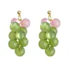 Brincos Artesanais de Cacho de Uva Fresco e Doce, Acessórios de Fruta Uva Verde Fashion, Brincos de Designer Estilo Ins Nicho de Verão