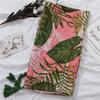 Bufanda Ligera de Algodón y Lino con Estampado de Hojas Tropicales, Borlas Largas, para Viajes, Vacaciones, Protección Solar, Chal Grande para Mujer