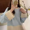 Nuevo suéter retro francés de bloques de color 2026 para mujer, con puños elegantes con detalles de cuentas, un diseño único y de nicho, y estilo de punto pullover