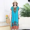 Comercio Exterior Verano Nuevo Vestido de Algodón y Seda talla extra Falda Recta Holgada Vestido Bohemio de Vacaciones