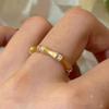 Anillo de estilo chino con trefilado dorado, diseño de bambú con diamante y círculo completo, elegante y abierto que combina con todo.