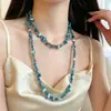 Corrente de Suéter Versátil da Moda com Camada Dupla e Toque de Luxo, Colar Longo para Mulheres, Pingente Acessório de Roupa Estilo Coreano para Mulheres