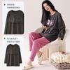 Pijama de Algodón Puro Transpirable para Mujer de Otoño, Manga Larga, Se Puede Usar Afuera con Almohadillas en el Pecho para Prevenir Bultos, Ropa de Casa, Trajes Casuales de Primavera y Otoño