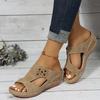 Sandalias de cuña para mujer, estilo retro, informal, con flores y suela gruesa, talla 43, para verano, 2023