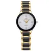 1 pieza - Elegante Reloj de Cuarzo para Mujer Banda de Acero Inoxidable Dorada Negra Esfera Pequeña Reloj de Pulsera para Mujer Redondo Minimalista Reloj para Damas