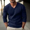 Malha Masculina Europeia e Americana Outono e Inverno Transfronteiriça Gola V Slim Cor Lisa Manga Longa Malha Pulôver Masculino Malha Base