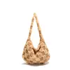 Bolsa Feminina Tendência Estilosa Xadrez Contrastante de Grande Capacidade 2025 Casual Preguiçoso de Axila Diagonal Ombro Plush Tote Bolsa Grande