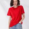 T-shirt de Algodão Xinjiang Feminina de Verão Gola Careca Branca Algodão Puro Manga Curta Solta Manga Média Camiseta Top Camiseta Básica para Homens e Mulheres