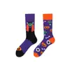 Calcetines de Moda Originales Asimétricos Estilo AB para Mujer Calcetines de Algodón de Verano Zhejiang Arte de Dibujos Animados Personalizado Calcetines de Algodón de Tubo Medio para Hombres y Mujeres