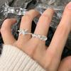 1564 Anillo Asimétrico de Plata de Ley S925 Estilo K Nicho Diseño de Lujo Accesible Anillo Abierto de Plata para Mujer