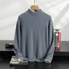 Suéter de Cachemira Nuevo para Hombre Otoño e Invierno Tejido de Punto Color Sólido Jersey Capa Base Suéter de Lana Agradable a la Piel Suéter de Lana de Cuello Medio Alto