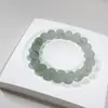 Pulsera de Jade Tianshan Cui para Mujer, Jade Natural de Xinjiang, Hilo de Oro Blanco, Cuentas Redondas, Pulsera de Flor Flotante, Venta al por Mayor