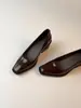 Versión de Piel de Oveja~Zapatos Vintage de Tacón Alto con Punta Cuadrada de Charol Estilo Francés para Mujer, Sin Cordones, Sencillos y Cómodos, Adecuados para el Trabajo, Elegantes Zapatos de Vestir