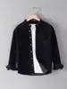 Chaqueta Camisa de Pana de Color Sólido de Manga Larga para Hombre Otoño y Primavera, Top Holgado, Ropa Exterior Retro de Pana para Hombre