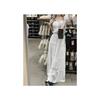 Saia Midi Delicada Branca com Base de Renda Saia Primavera Temporada de Baile Emagrecimento Cintura Alta A-line