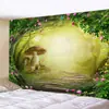 Tapiz de Amazon Transfronterizo Tela para Colgar Estilo Ins Espacio 3D Bosque Sombra Túnel Paisaje de Árboles Tela de Pared Manta Decorativa