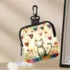 Porta-moedas Fofo com Estampa de Gatos Múltiplos, Bolsa de Armazenamento Impermeável de Couro Sintético com Zíper, Estojo Multifuncional Mini para Fones de Ouvido