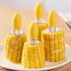 Tenedor de Acero Anti-quemaduras para Maíz, Herramienta Doméstica Creativa para Comer Camotes, Barbacoa, Brochetas de Frutas, y para que los Bebés Muerdan Maíz sin que se les Pegue en las Manos