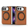 Capa de celular estilo executivo com padrão de lichia para o telefone dobrável iPhone Duo, com suporte giratório de 360 graus, compatível com Apple 18 Fold, para mercados internacionais