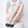 Meias Slouch Transparentes de Malha Estilo Japonês para Menina, Meias de Meia Panturrilha com Laço de Renda Estilo Ballet, Meias Curtas Finas Lolita Jk
