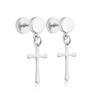 Pendientes Punk de Acero Inoxidable con Cruz Negra para Mujeres Hombres Moda Retro Colgante de Cadena Hip Hop Joyería Pendientes Venta al por Mayor
