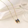 Moderna Cadena para Clavícula de Acero de Titanio con Colgante de Letra H Recubierto en Aceite para Mujer, Colgante de Oro de 18K que No se Desvanece, Joyería de Moda de Lujo Ligero