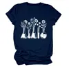 Amazon eBay sitio independiente estilo casual mujer cinco frascos contenedor químico floral cuello redondo manga corta camiseta