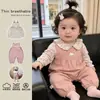 Conjunto de Ropa para Niños Pequeños: Conjunto de Dos Piezas de Ropa de Bebé para Otoño, Camisa de Moda con Cuello de Muñeca y Peto Bordado para Primavera