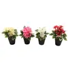 Flores de Tecido Seda Sintética Plantas em Vasos Planta Verde de Mesa Bonsai Decoração de Jardim Interior Plantas Florais Artificiais Papoulas Rosas