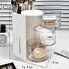 Caja de Almacenamiento Giratoria para Brochas de Maquillaje a Prueba de Polvo Organizador de Esponjas de Belleza para Escritorio Estante de Almacenamiento para Labiales Caja de Almacenamiento para Tocador
