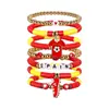 Pulseira Empilhável de Argila Macia Multicor Mais Vendida na Amazon com Pingente de Liga e Letras em Acrílico Conjunto de Pulseiras Elásticas