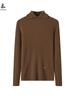 Suéter de Cashmere Liso Elegante Outono e Inverno Feminino Lapela Elegante para o Trabalho Tricô Canelado Suéter Feminino de Manga Longa para Usar por Baixo